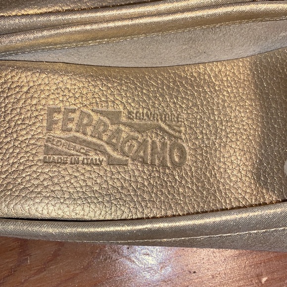 Salvatore Ferragamo Gold Leather Gancini Open Back Slip On Loafers Size … - Picture 13 of 13
